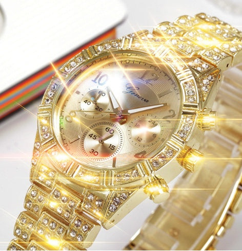 Crystal Quartz Analog Wrist Watch Fashion Stainless Steel