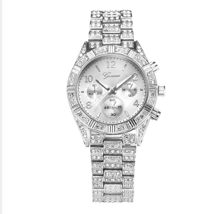 Crystal Quartz Analog Wrist Watch Fashion Stainless Steel
