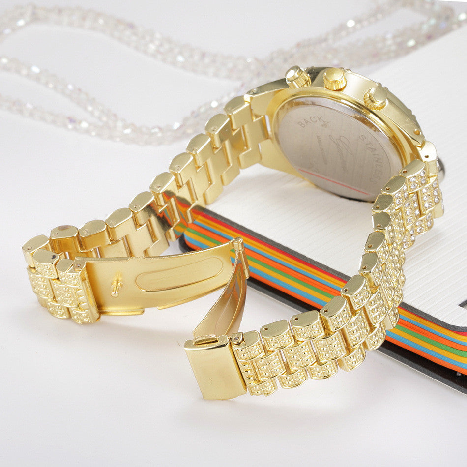Crystal Quartz Analog Wrist Watch Fashion Stainless Steel