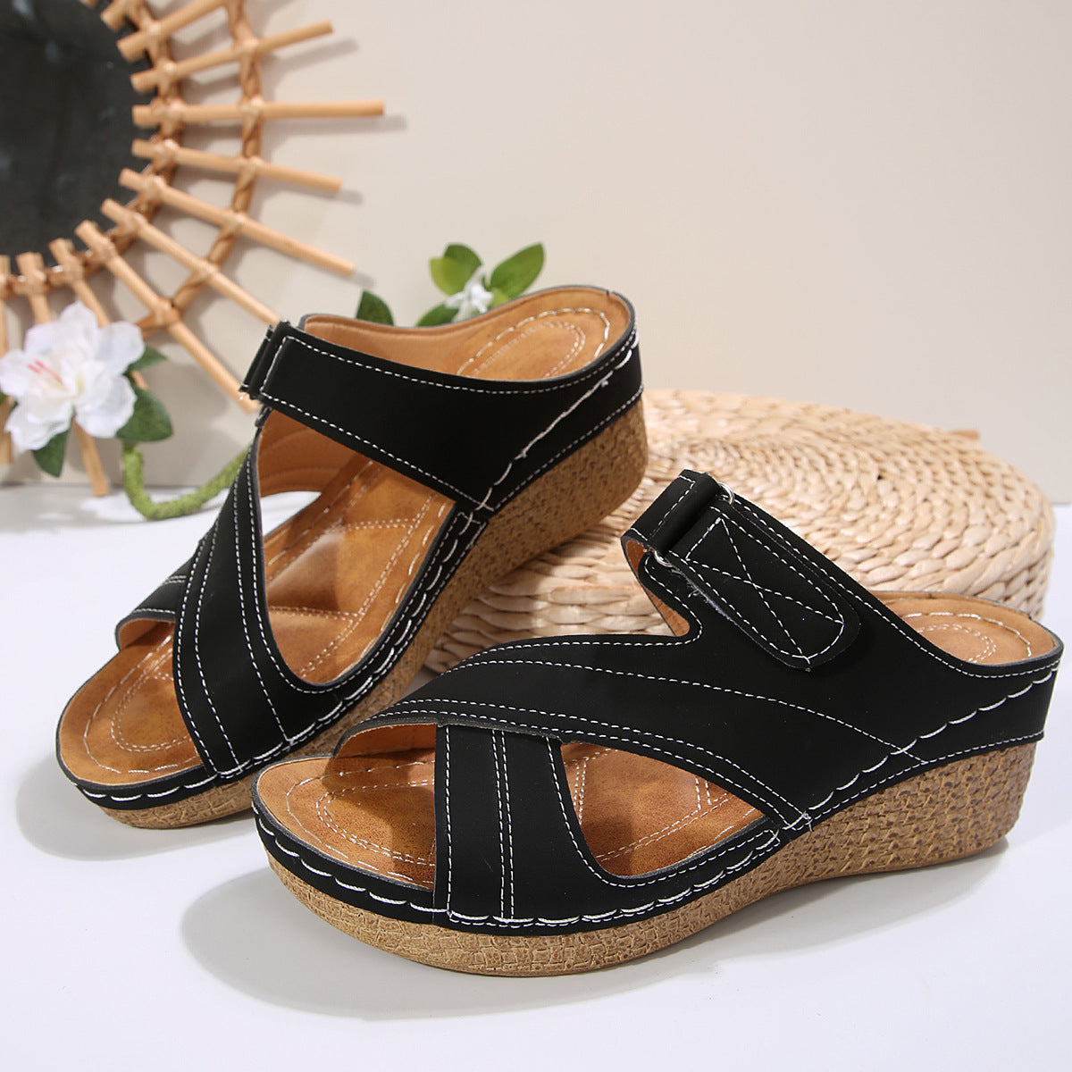 Wedge Velcro Multicolor Shoes