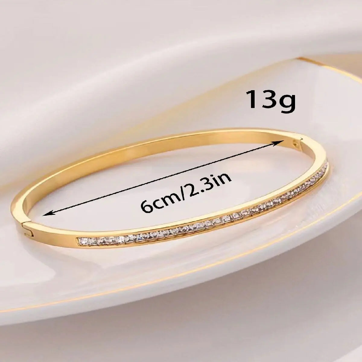 1pc Titanium Steel Gold Bracelet, Fashionable Classic Style, Stainless Steel Bracelet, Inlaid With Zircon,For Women's Daily Wear