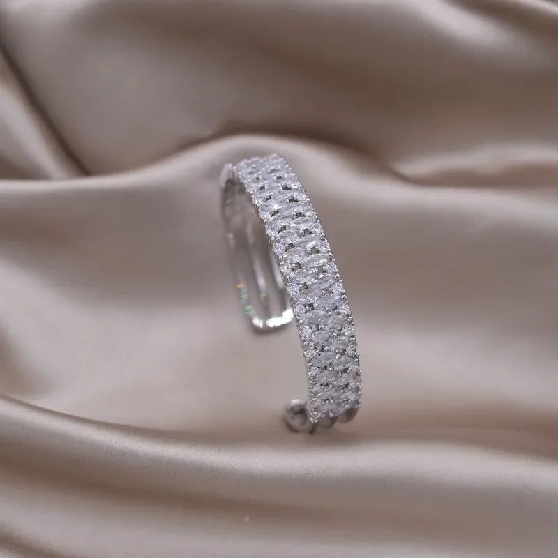 Plated zircon letter X opening bracelet