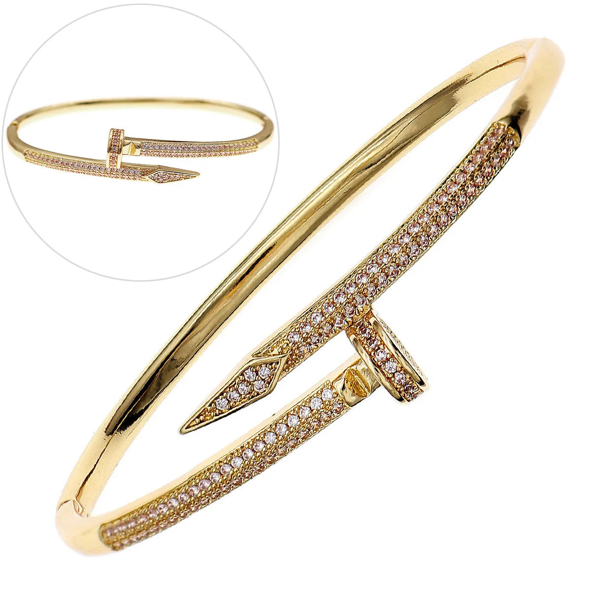 Kupfer mit Zirkonium Öffnung weiblich einfach trendiges Armband Damen Edelstahl Schmuck Luxus