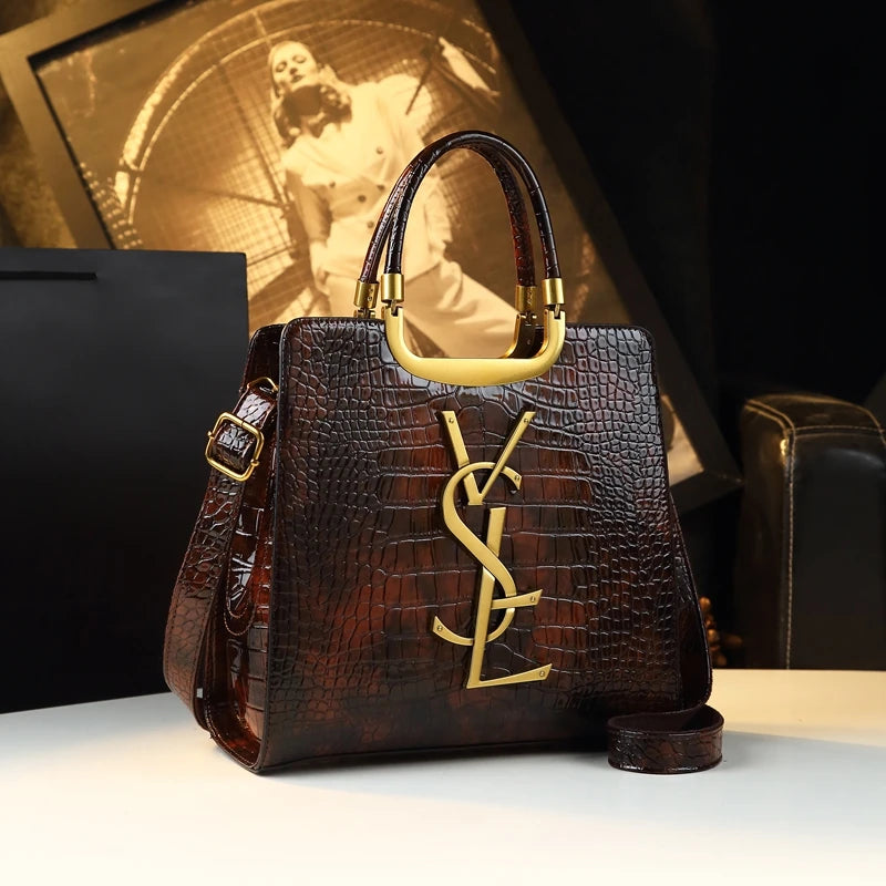 Hochwertige leichte Luxushandtasche 2024 neue Herbst- und Wintermode-Einkaufstasche Damen-Umhängetasche mit Krokodilprint