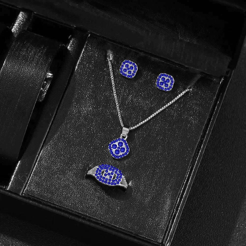 1PC Luxury Cube Jewelry Set, Women's Elegant Necklace, Earrings & Ring Set, Perfect Gift for Valentine's Day, Christmas Gift, Bi