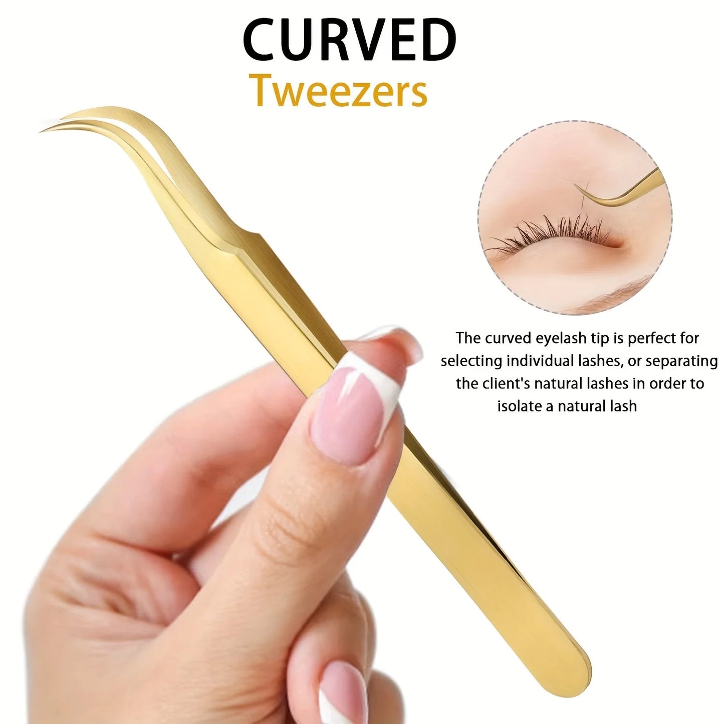 High Precision Lash Tweezers Set - Includes 3 Stainless Steel Eyelash Tweezers