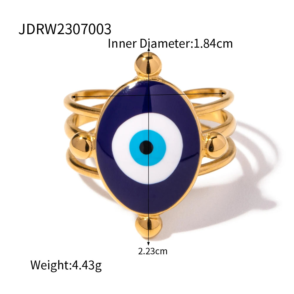Stainless Steel 18K Gold Plated Devil's Eye Opening Rings