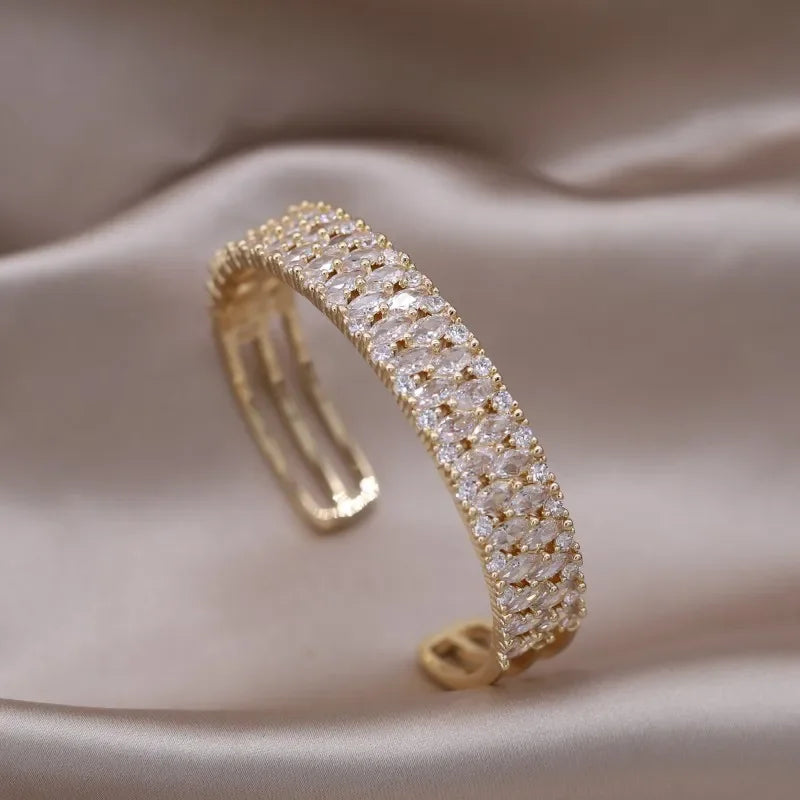 Plated zircon letter X opening bracelet