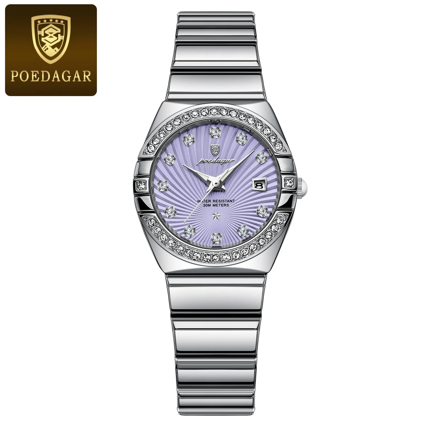 POEDAGAR Luxus Damenuhr Wasserdicht Leuchtdatum Edelstahl Damen Quarz Armbanduhr Elegante Schlichte Uhren Für Frauen