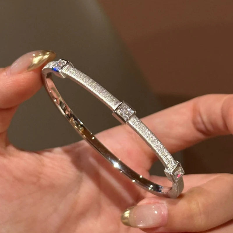 Diamond bracelet for women, silver 925