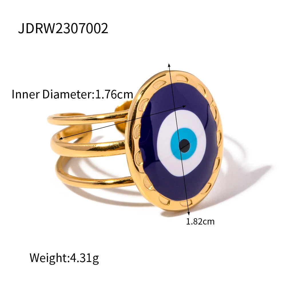Stainless Steel 18K Gold Plated Devil's Eye Opening Rings