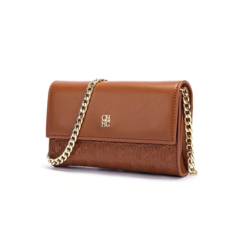 CHCH Damen Umhängetasche Neue magnetische Flip-Kettentasche Braun Kleine quadratische Tasche Geldbörse