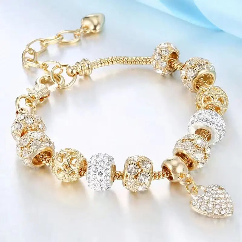 1PC Women's Fashion Multi-Element Beaded Love Pan Family Bracelet