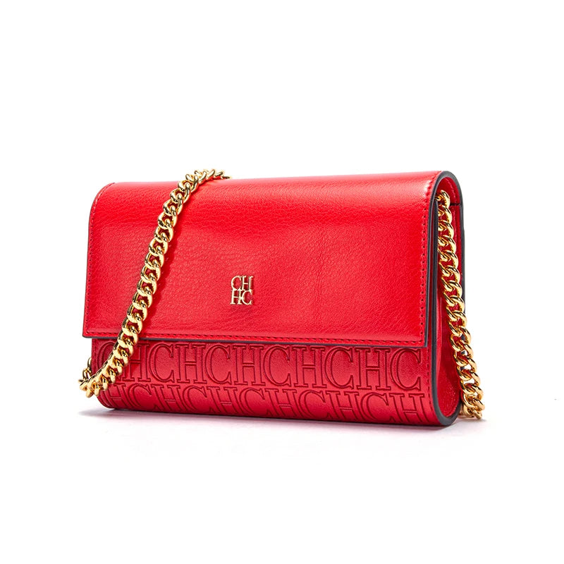 CHCH Damen Umhängetasche Neue magnetische Flip-Kettentasche Braun Kleine quadratische Tasche Geldbörse