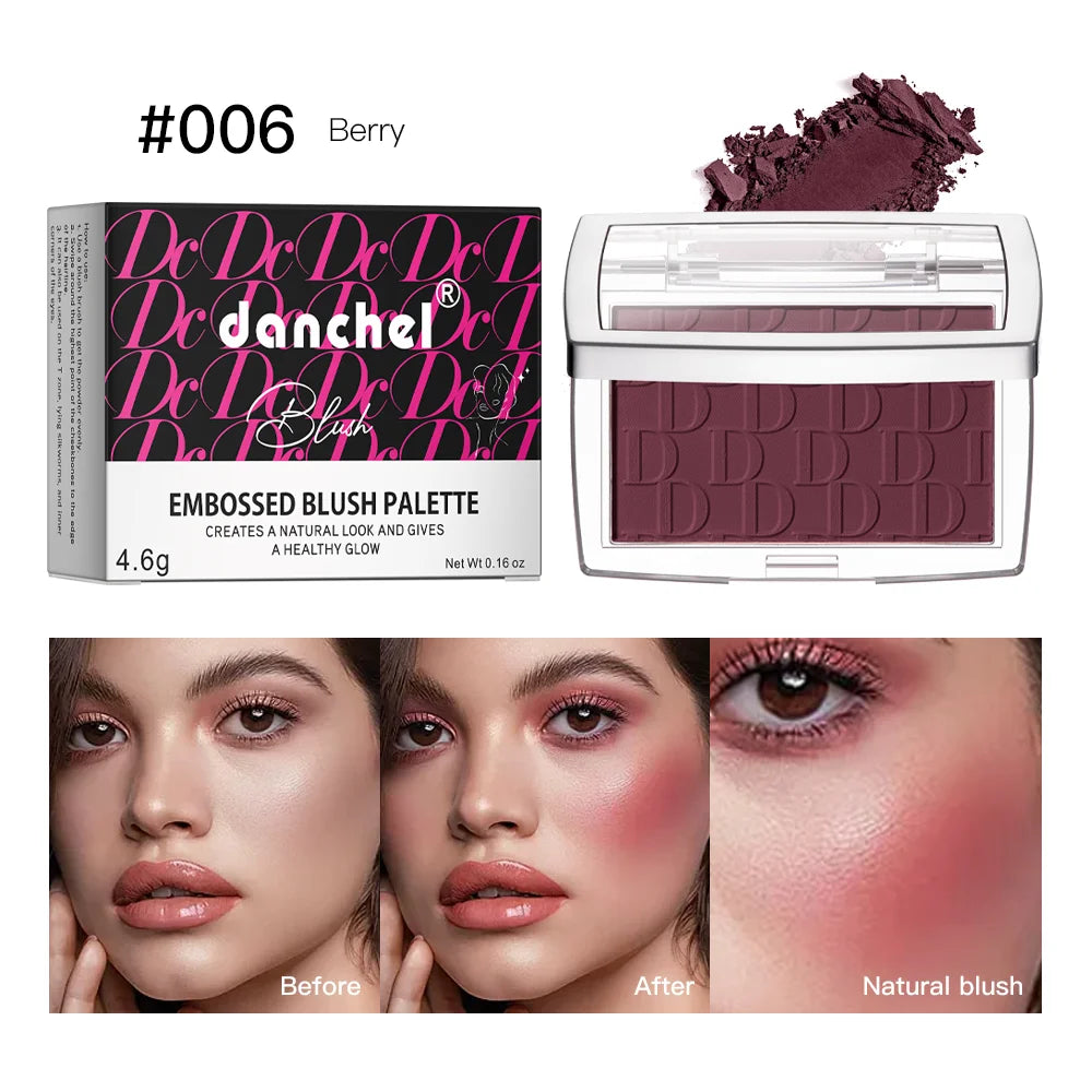 Gesichtsrouge, matt, natürlicher Wangenton, erhellt das Gesicht, rosarot, Gesichtskonturierung, Kosmetik, Rougepuder, weiches Make-up für Frauen