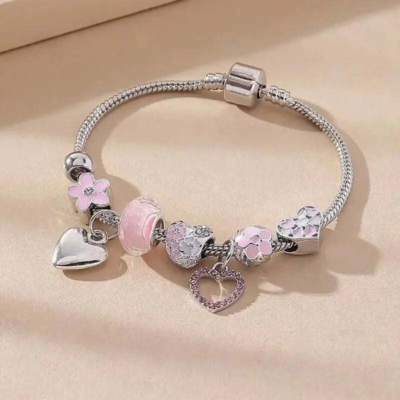 1PC Women's Fashion Multi-Element Beaded Love Pan Family Bracelet