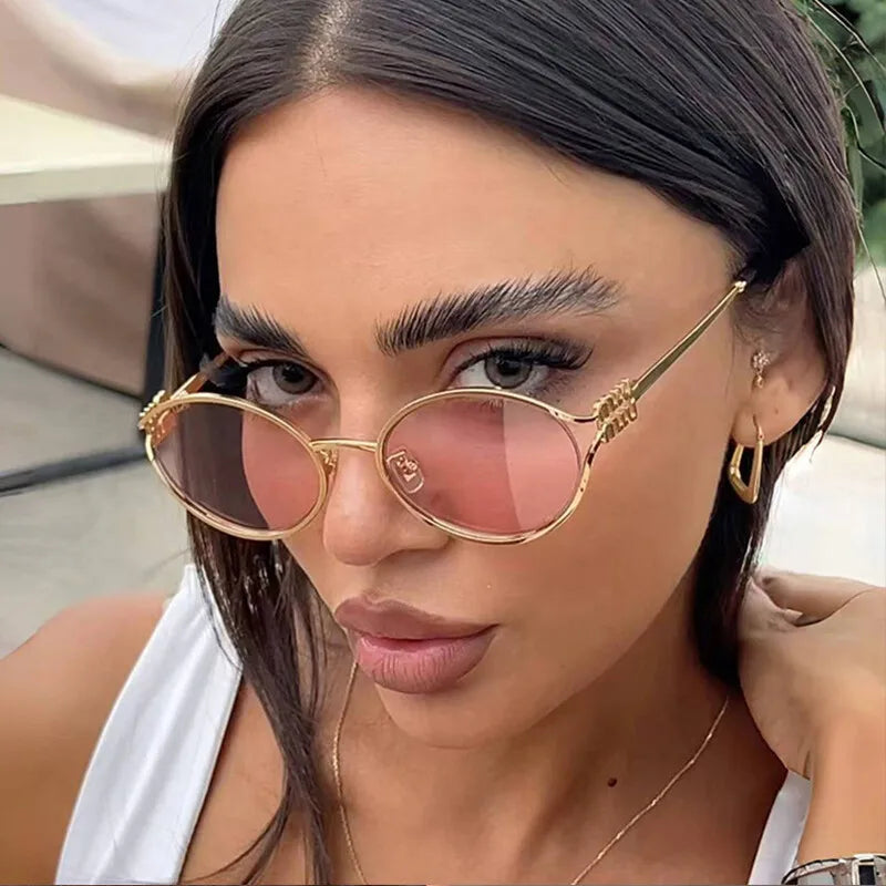Fashion Small Sunglasses Brand Designer Metal Woman Prescription Optical Frame Eyeglasses UV Protection Man Shades Oculos De Sol