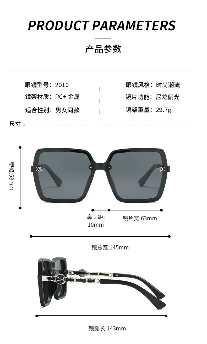 2024 New Luxury Polarized Sunglasses Women Fashion Square Retro Sun Glasses Ladies Oversized Gradient Eyewear UV400 Gafas De Sol