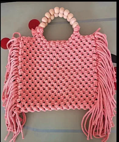 Tote Bags Large Capacity Luxury Designer Handbag For Women 2023 New Knitting Tassel Beading Decorate Purse Ladies Beach Bag