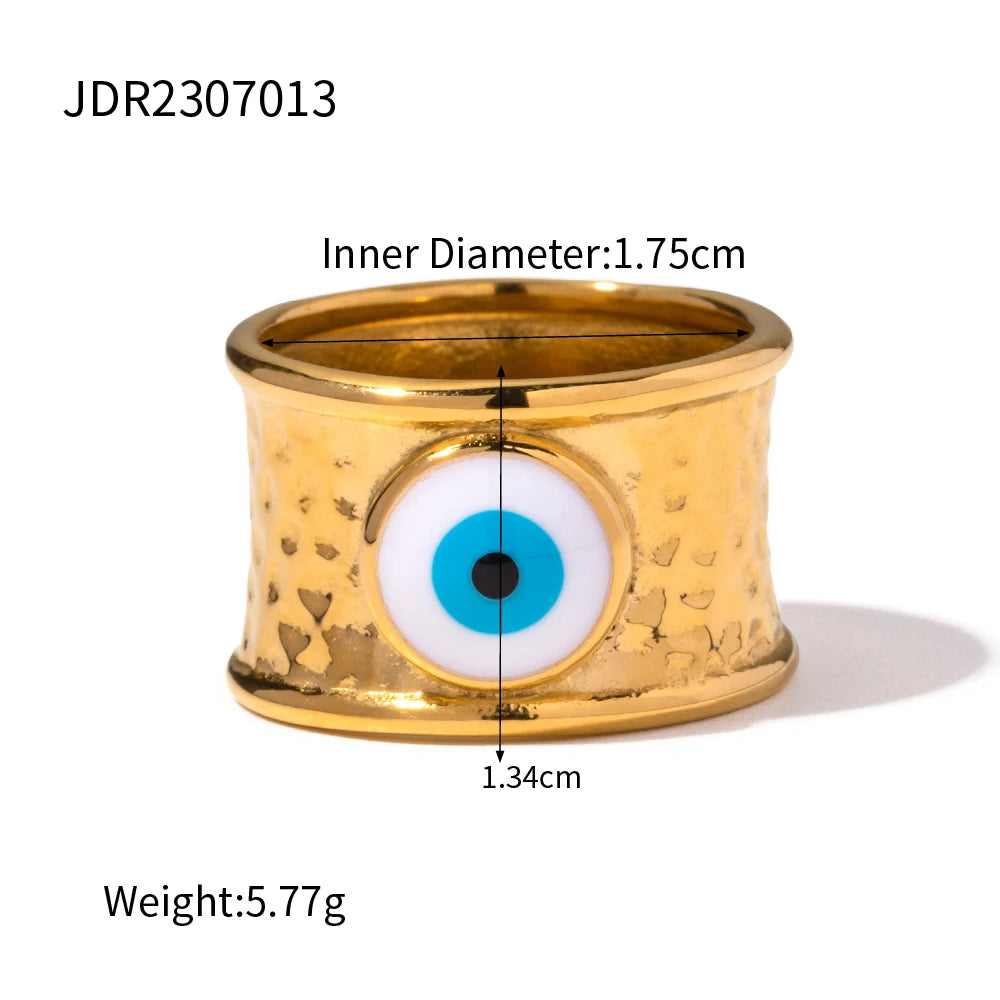 Stainless Steel 18K Gold Plated Devil's Eye Opening Rings