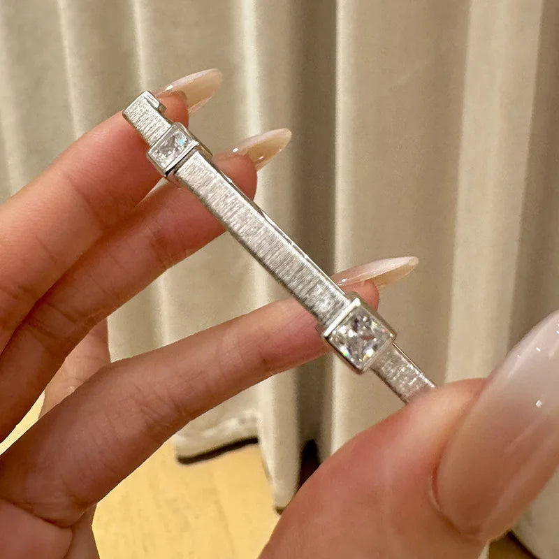 Diamond bracelet for women, silver 925