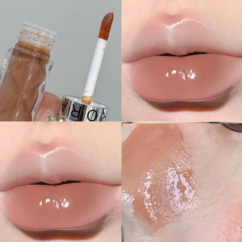 3 Colors Jelly Plump Lip Glaze Moisturizing Mirror Water Light Lipstick Waterproof Non-stick Lip Gloss Women Sexy Lips Makeup