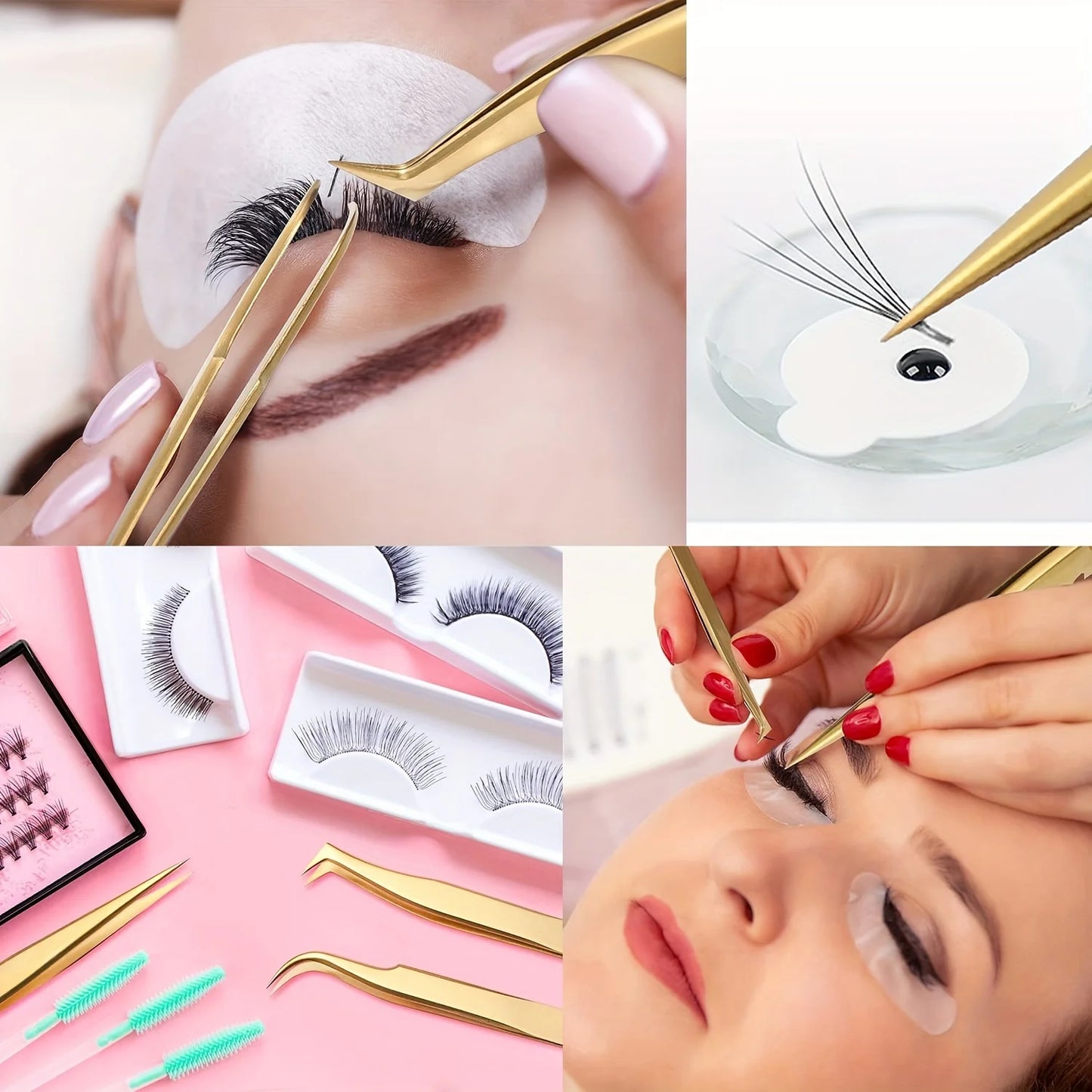 High Precision Lash Tweezers Set - Includes 3 Stainless Steel Eyelash Tweezers