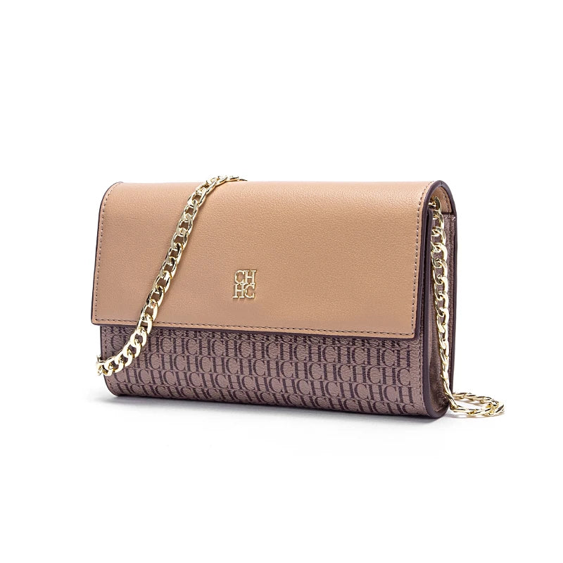 CHCH Damen Umhängetasche Neue magnetische Flip-Kettentasche Braun Kleine quadratische Tasche Geldbörse