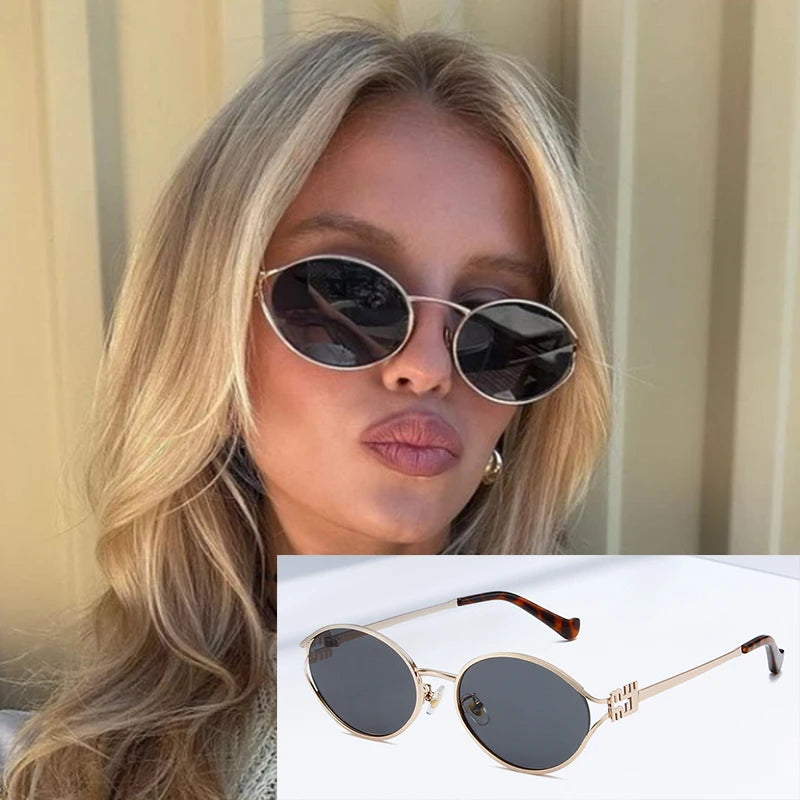 Fashion Small Sunglasses Brand Designer Metal Woman Prescription Optical Frame Eyeglasses UV Protection Man Shades Oculos De Sol