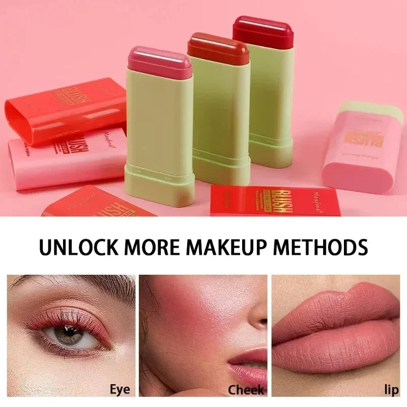 Wangen 3-in-1 Lippen getönt Feuchtigkeitsspendender Rougestift Seidig aufhellendes Rouge Creme Rouge Kosmetiktuben Matte Kontur Make-up Kosmetik