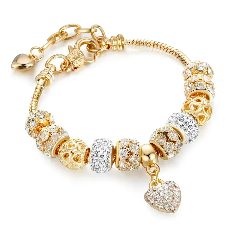 1PC Women's Fashion Multi-Element Beaded Love Pan Family Bracelet