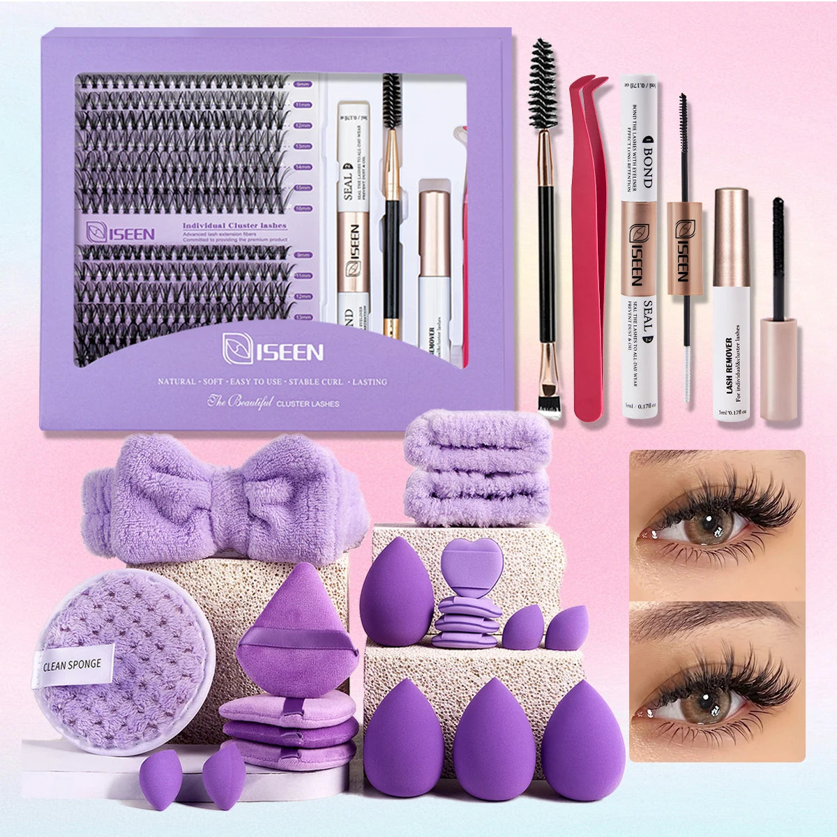 DIY Wimpernverlängerung Mix Styles Individuelle Wimpernbüschel mit Bond&Seal Remover Pinzette Wimpernbürste Augen Make-Up-Tool