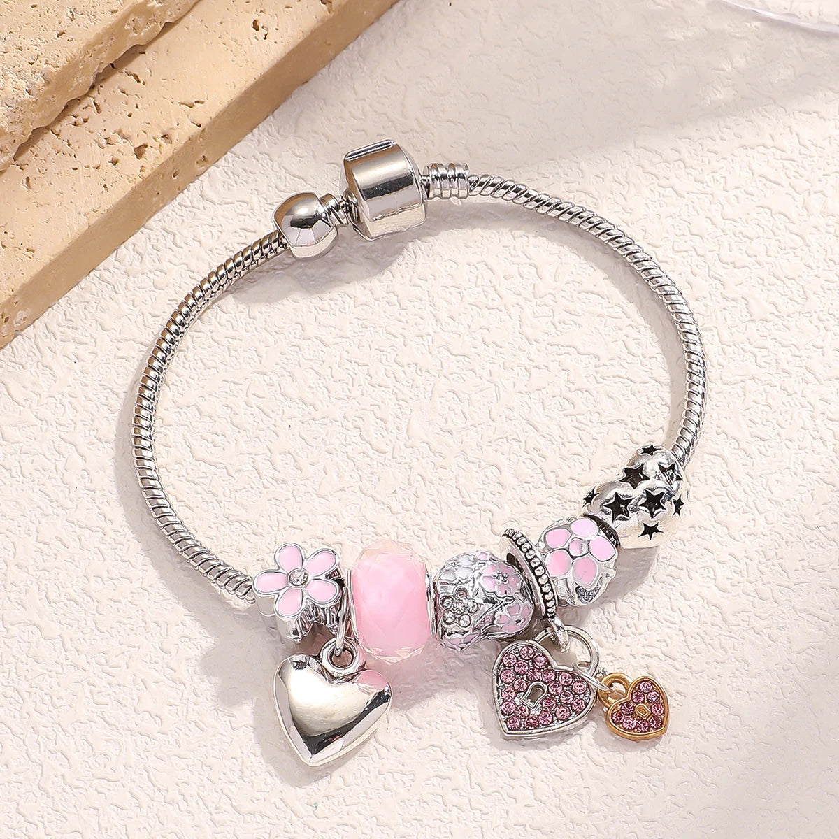 1PC Women's Fashion Multi-Element Beaded Love Pan Family Bracelet