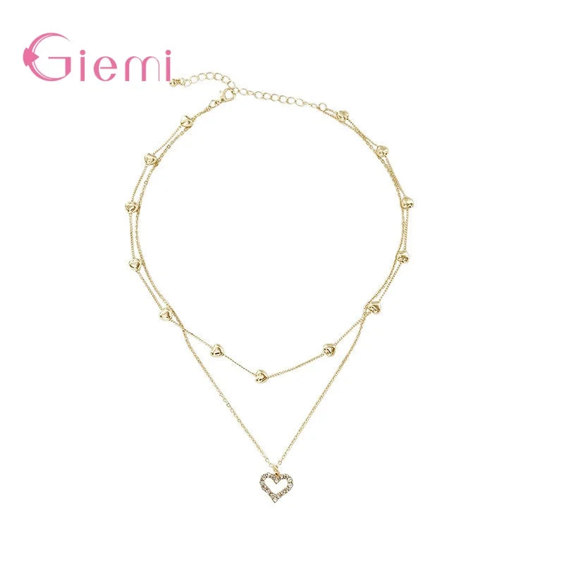 925 Sterling Silver Heart Gold Necklace