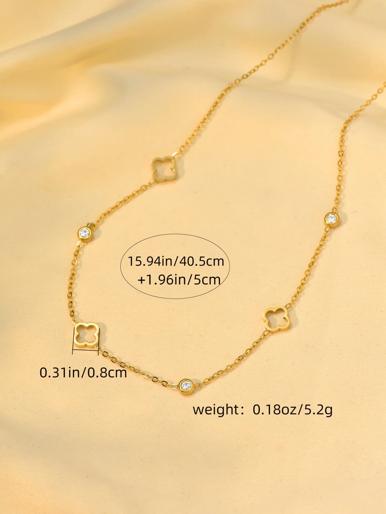 1 Piece /set 18k Gold Plated Stainless Steel Luxury Lucky Hollow Clover Set Zirconia Necklace Bracelet Earring Bangle Set