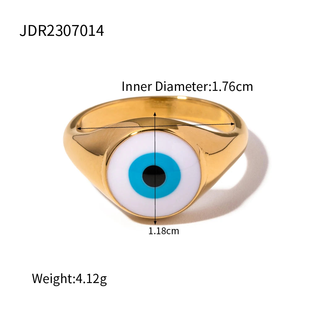 Stainless Steel 18K Gold Plated Devil's Eye Opening Rings