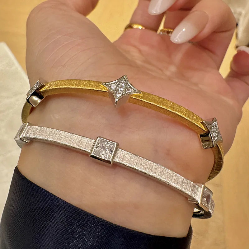 Diamond bracelet for women, silver 925
