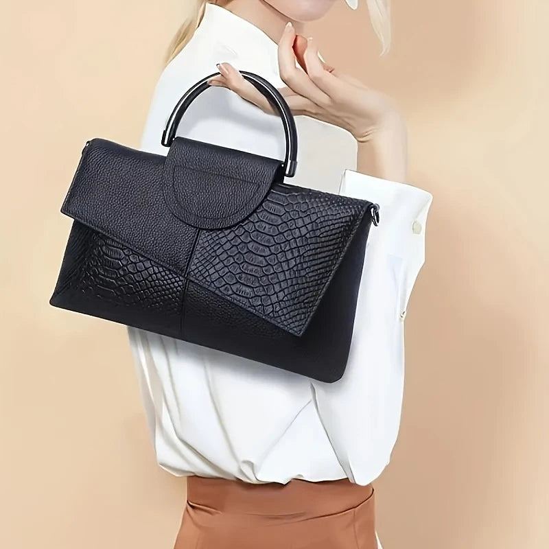 PU-Kunstleder Damen Schulter Umhängetasche Mode Lässig Abendessen Hochzeit Alligator Muster Klappe Handtasche und Geldbörse