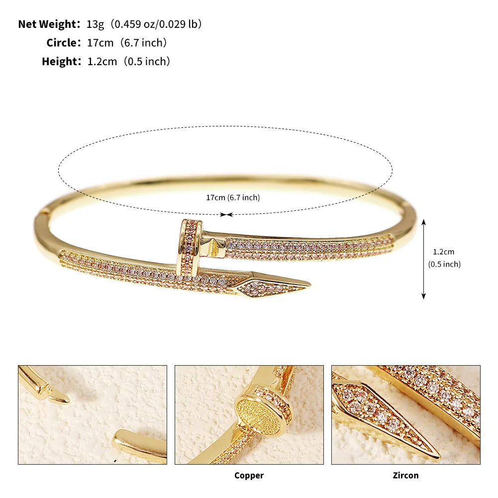 Kupfer mit Zirkonium Öffnung weiblich einfach trendiges Armband Damen Edelstahl Schmuck Luxus