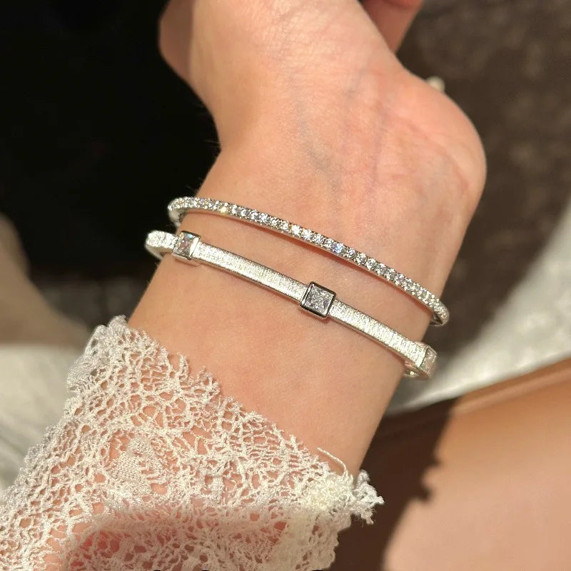 Diamond bracelet for women, silver 925