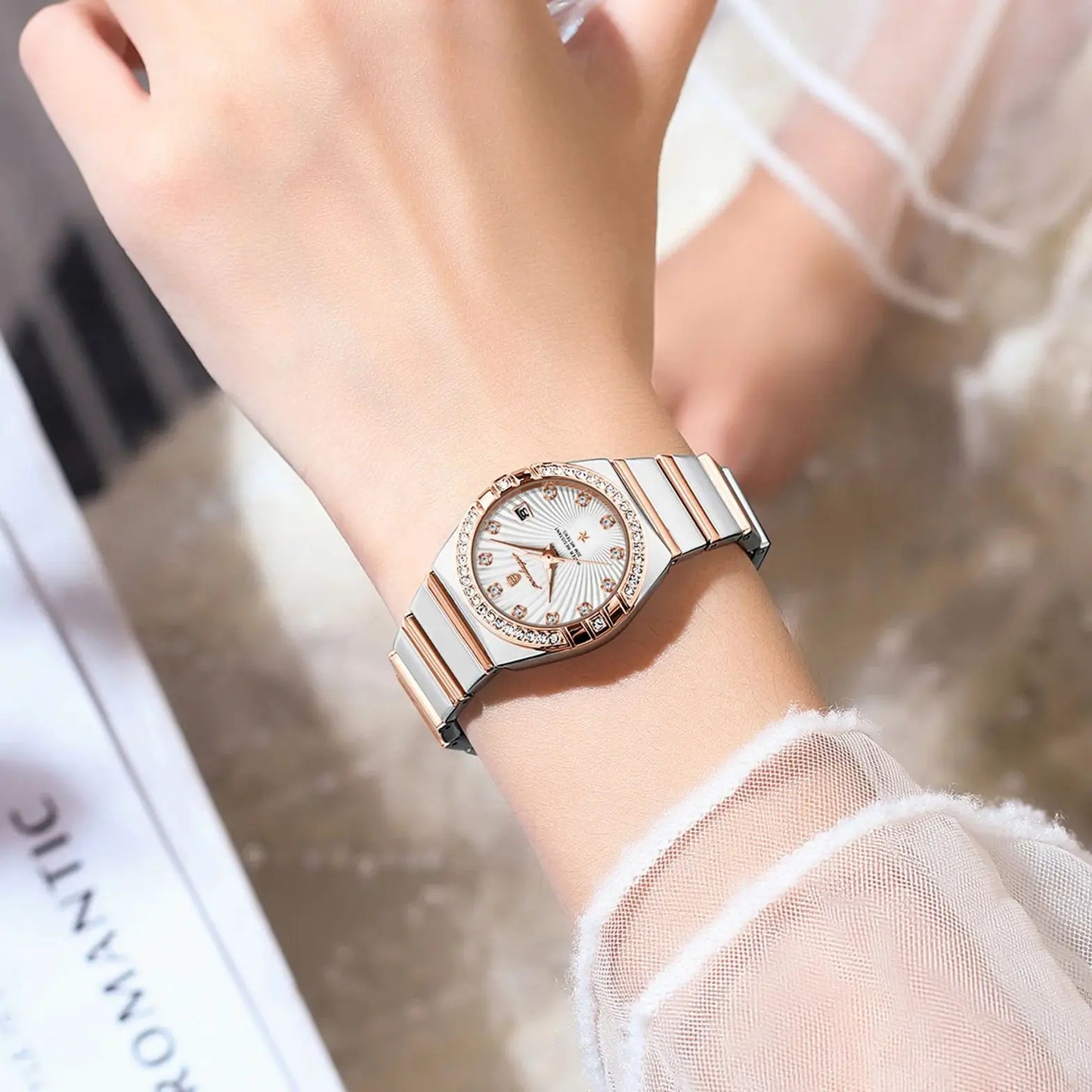 POEDAGAR Luxus Damenuhr Wasserdicht Leuchtdatum Edelstahl Damen Quarz Armbanduhr Elegante Schlichte Uhren Für Frauen