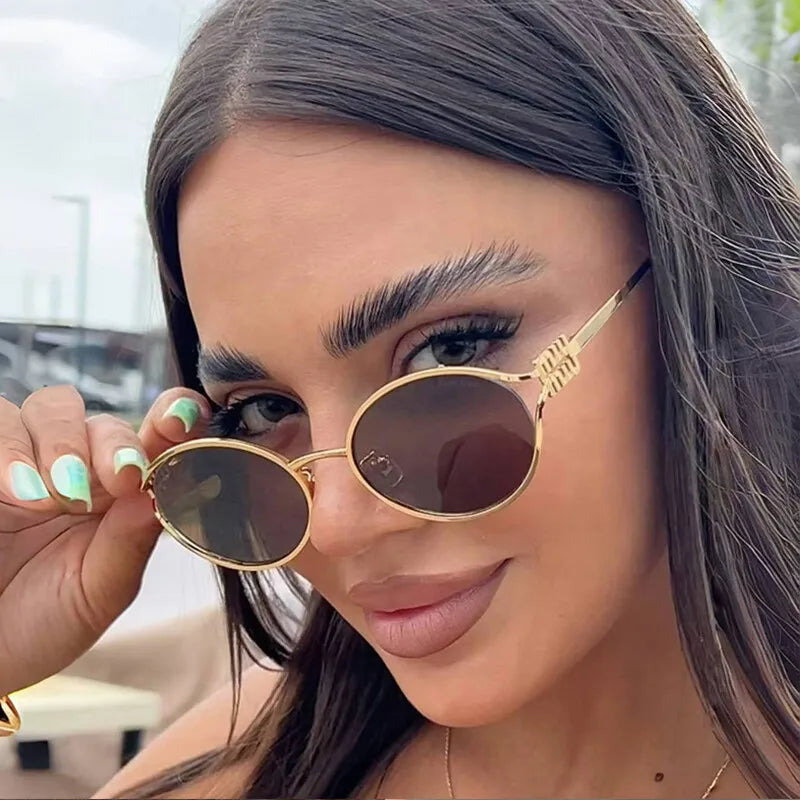 Fashion Small Sunglasses Brand Designer Metal Woman Prescription Optical Frame Eyeglasses UV Protection Man Shades Oculos De Sol