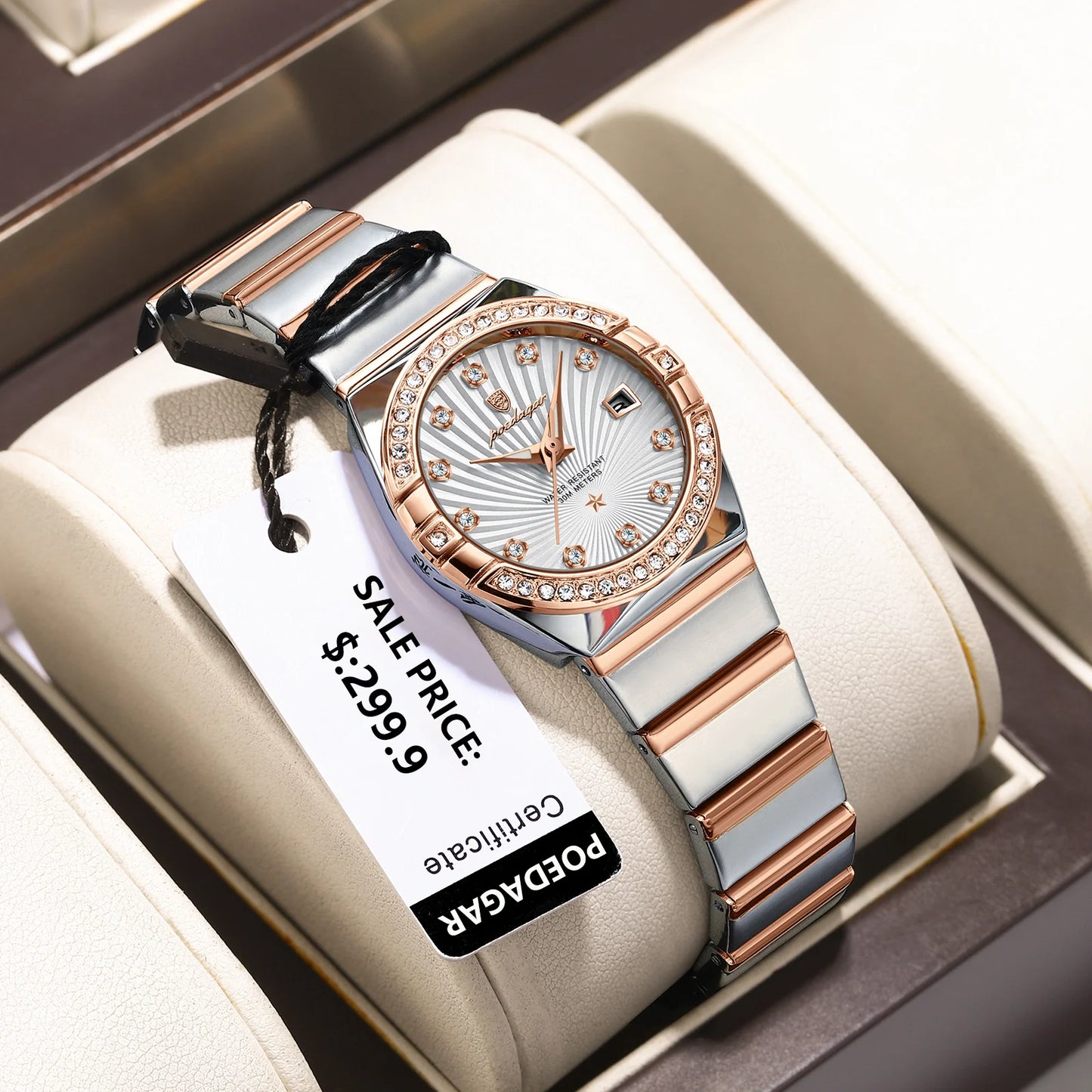 POEDAGAR Luxus Damenuhr Wasserdicht Leuchtdatum Edelstahl Damen Quarz Armbanduhr Elegante Schlichte Uhren Für Frauen