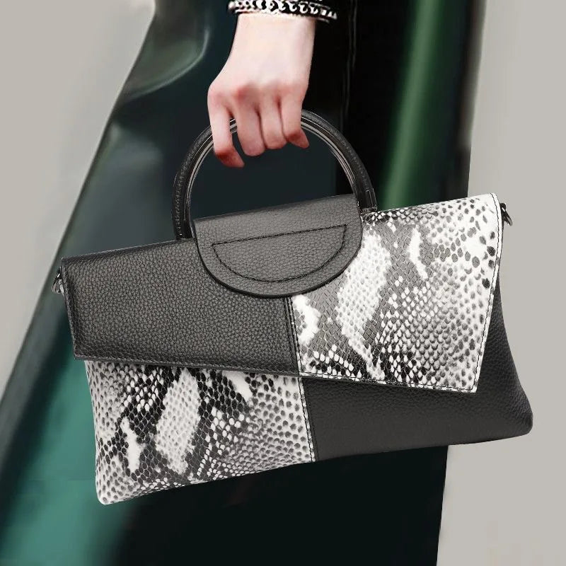 PU-Kunstleder Damen Schulter Umhängetasche Mode Lässig Abendessen Hochzeit Alligator Muster Klappe Handtasche und Geldbörse