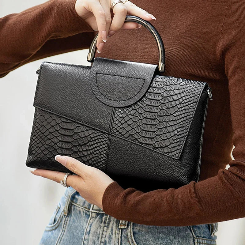 PU-Kunstleder Damen Schulter Umhängetasche Mode Lässig Abendessen Hochzeit Alligator Muster Klappe Handtasche und Geldbörse