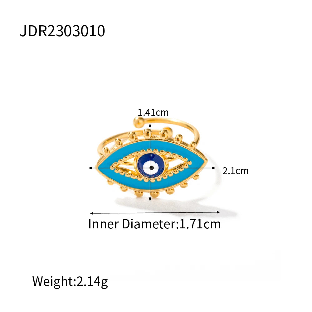 Stainless Steel 18K Gold Plated Devil's Eye Opening Rings