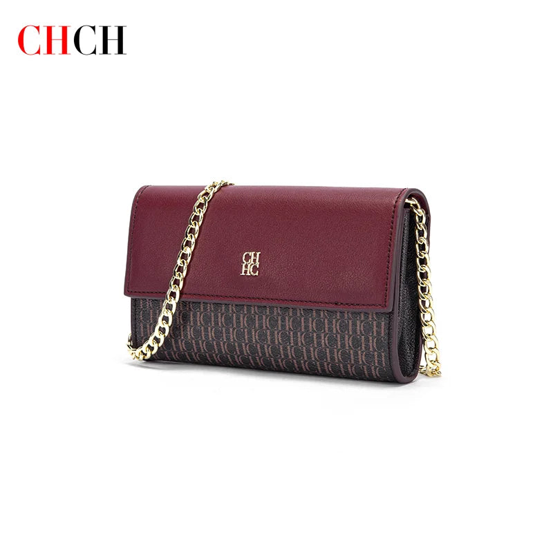 CHCH Damen Umhängetasche Neue magnetische Flip-Kettentasche Braun Kleine quadratische Tasche Geldbörse