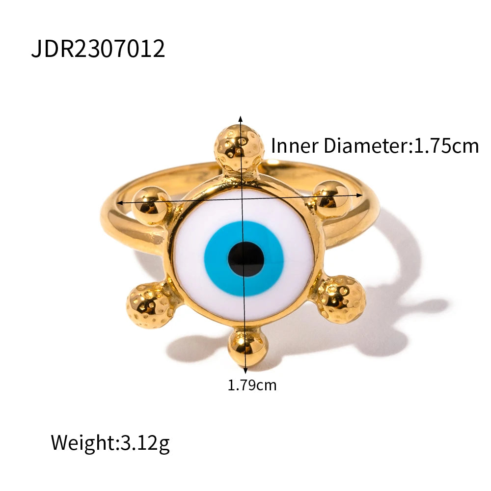 Stainless Steel 18K Gold Plated Devil's Eye Opening Rings
