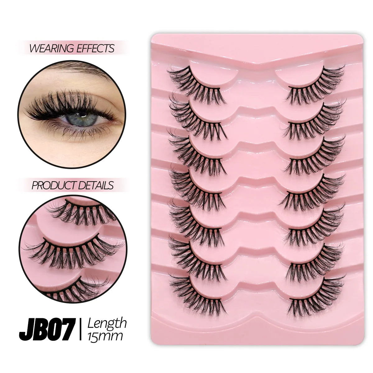 GROINNEYA Halbwimpern, Halbwimpern, weich, natürlich, durchsichtig, Bandwimpern, natürlicher Look, Kunstnerz, wispy Nerzwimpern, Verlängerung, Make-up