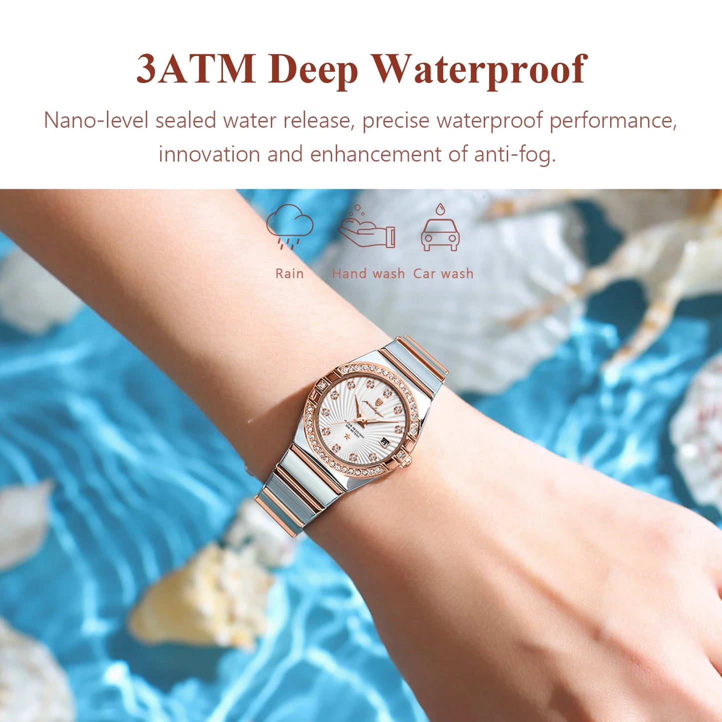 POEDAGAR Luxus Damenuhr Wasserdicht Leuchtdatum Edelstahl Damen Quarz Armbanduhr Elegante Schlichte Uhren Für Frauen